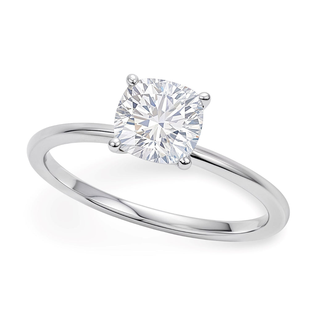 1 Carat Cushion Cut Lab Grown Diamond Solitaire Engagement Ring