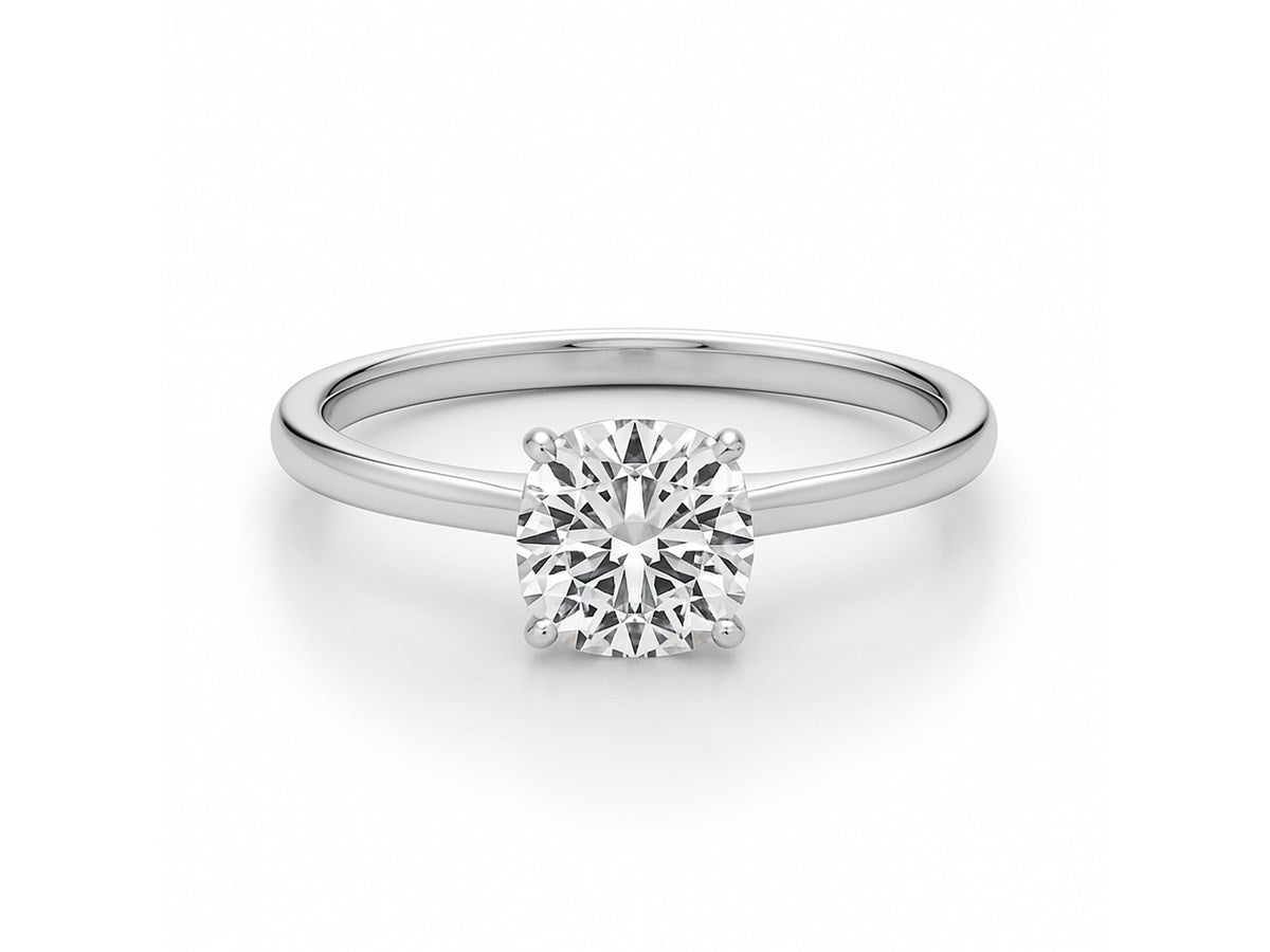 1 Carat Cushion Cut Lab Grown Diamond Solitaire Engagement Ring