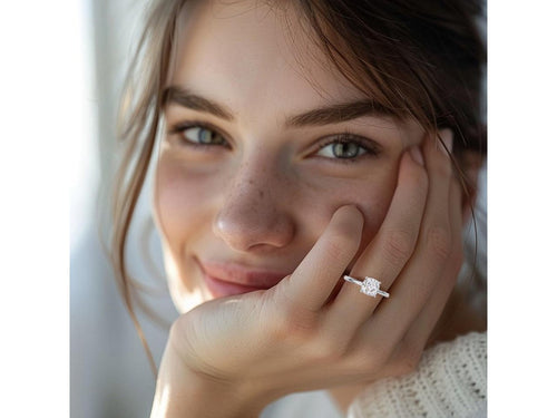 1 Carat Cushion Cut Lab Grown Diamond Solitaire Engagement Ring