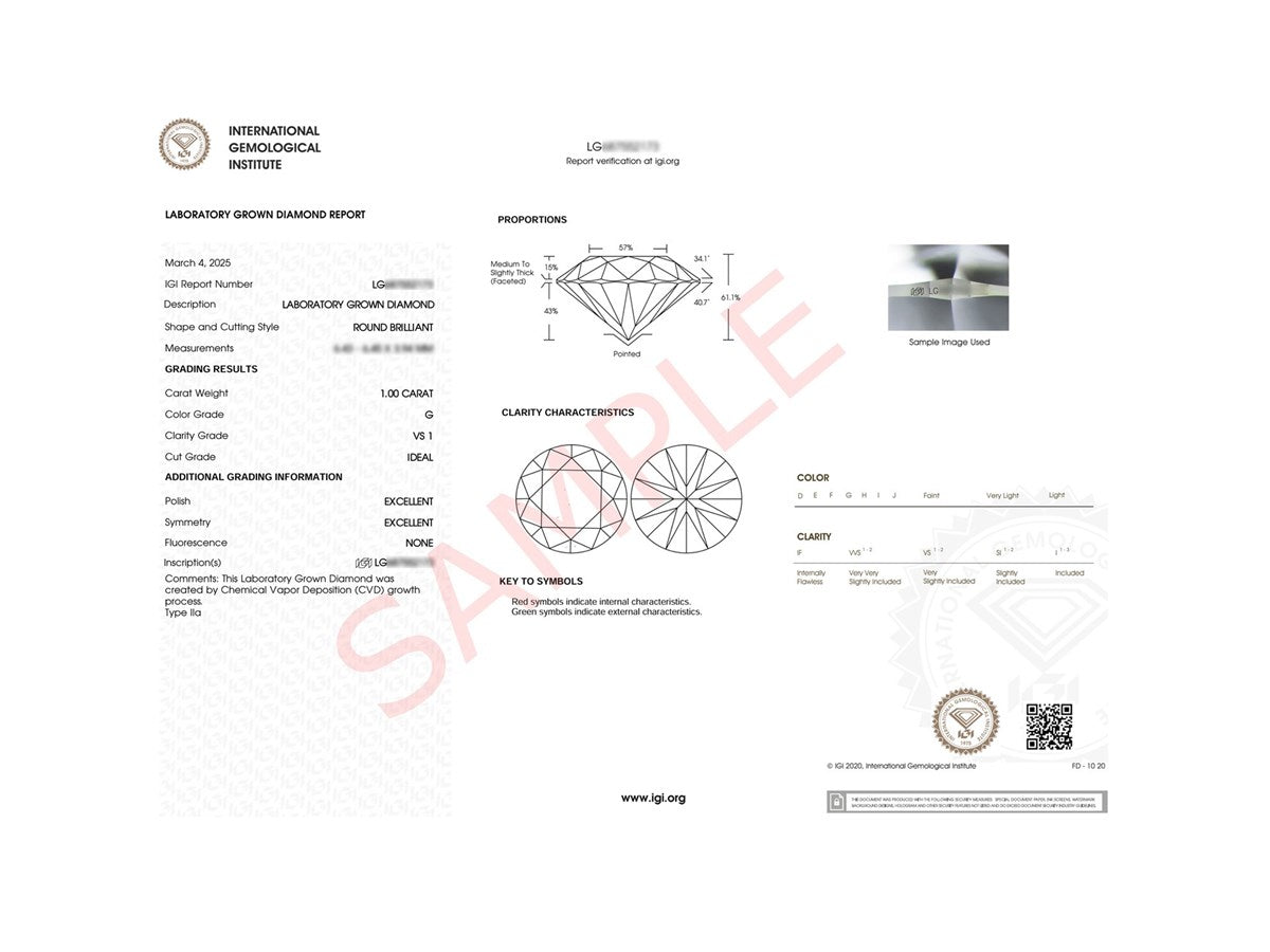 1 Carat Round Lab Grown Diamond Solitaire Ring