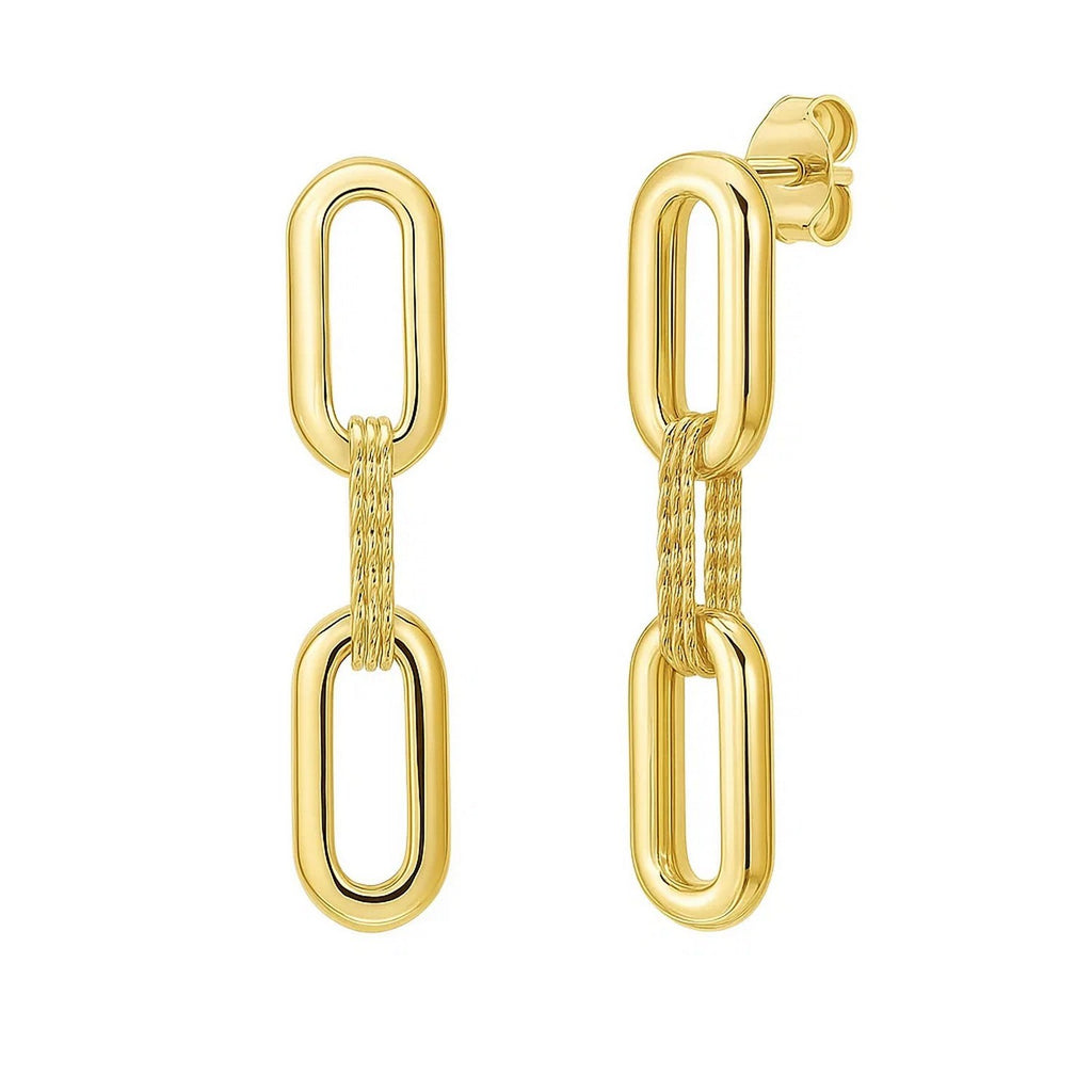 Mini Diamante Paperclip Drop Earrings with Sleek Sparkle