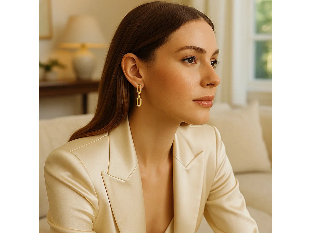 Mini Diamante Paperclip Drop Earrings with Sleek Sparkle
