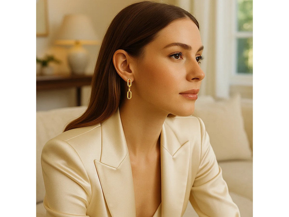 Mini Diamante Paperclip Drop Earrings with Sleek Sparkle