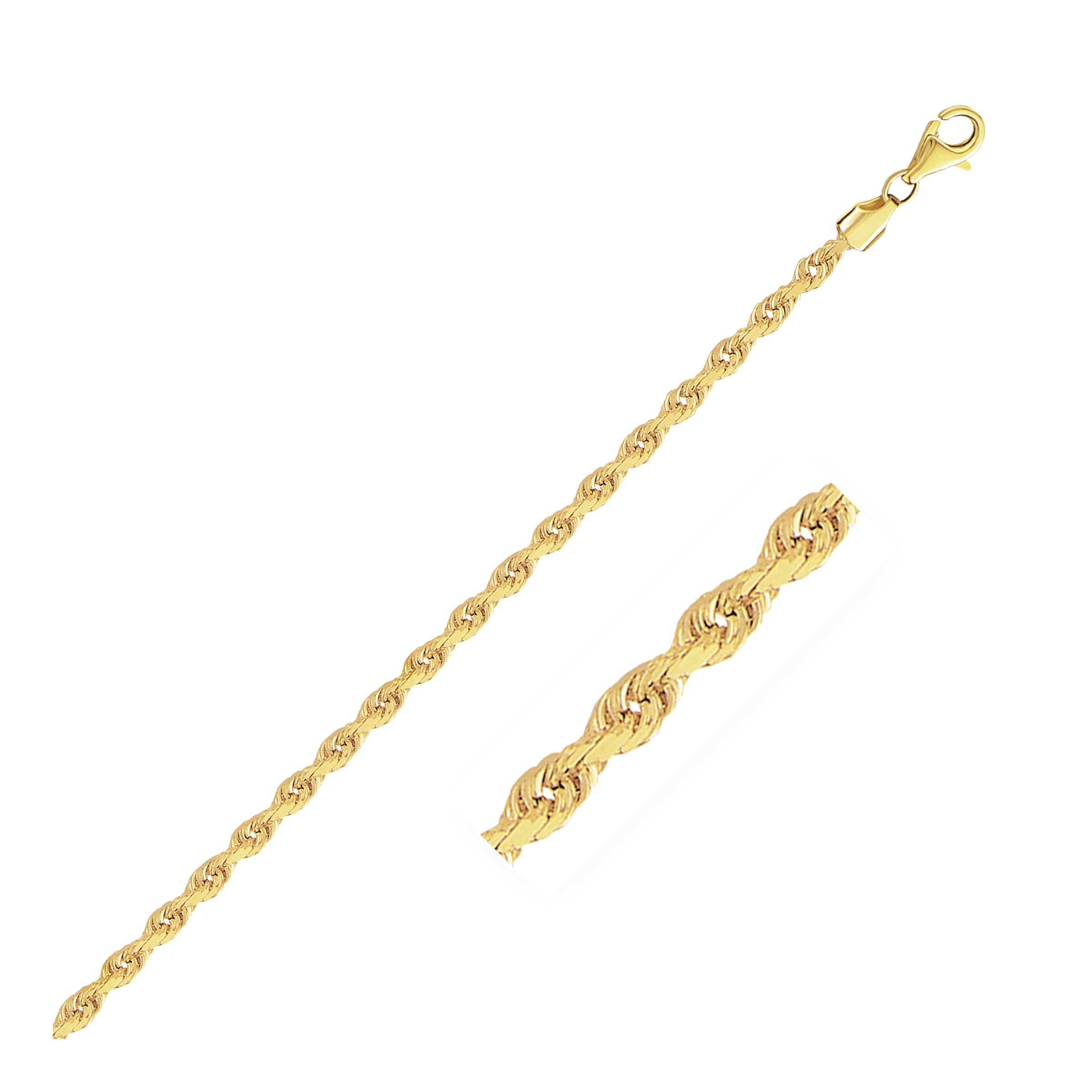 Solid Diamond Cut Rope Chain 2.75 mm Yellow Finish Necklace
