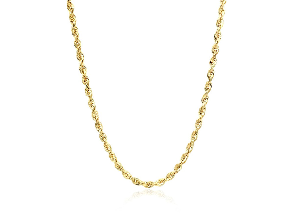Solid Diamond Cut Rope Chain 2.75 mm Yellow Finish Necklace