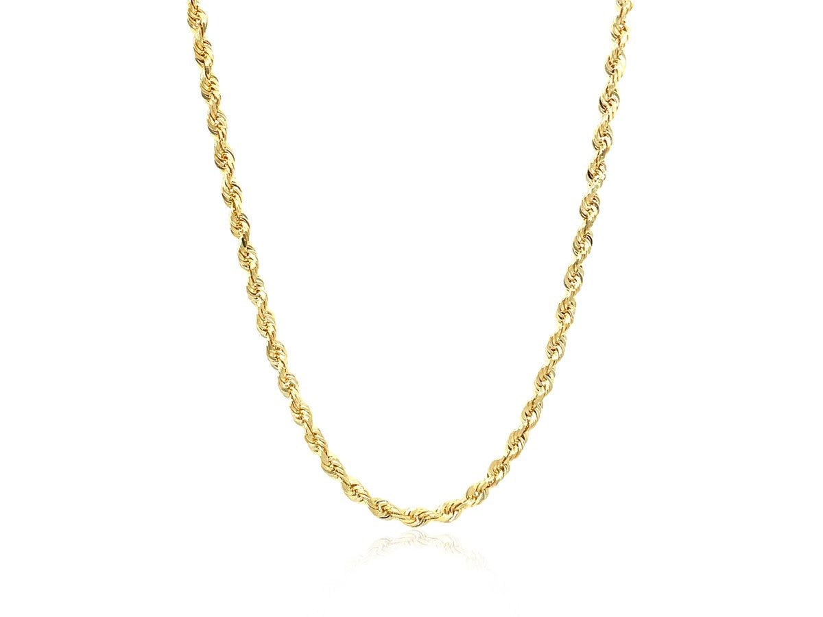 Solid Diamond Cut Rope Chain 2.75 mm Yellow Finish Necklace