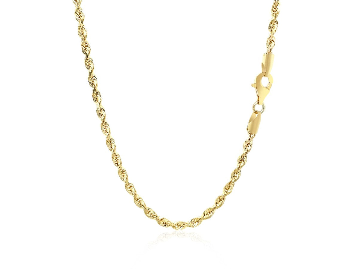 Solid Diamond Cut Rope Chain 2.75 mm Yellow Finish Necklace