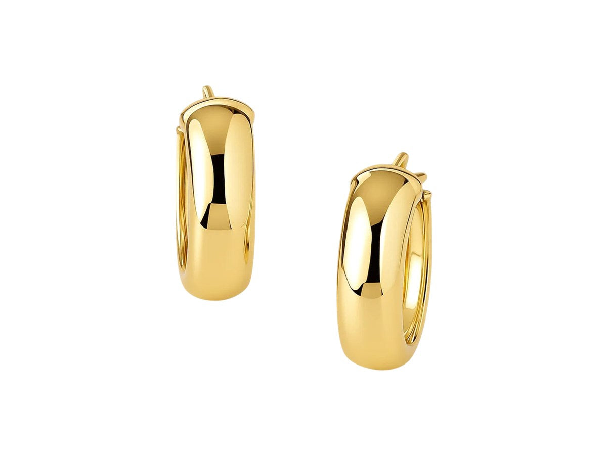 Medium Wide Polished Hoop Earrings with Snap Lock