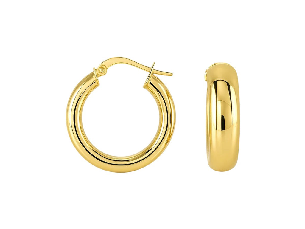 Medium Wide Polished Hoop Earrings with Snap Lock