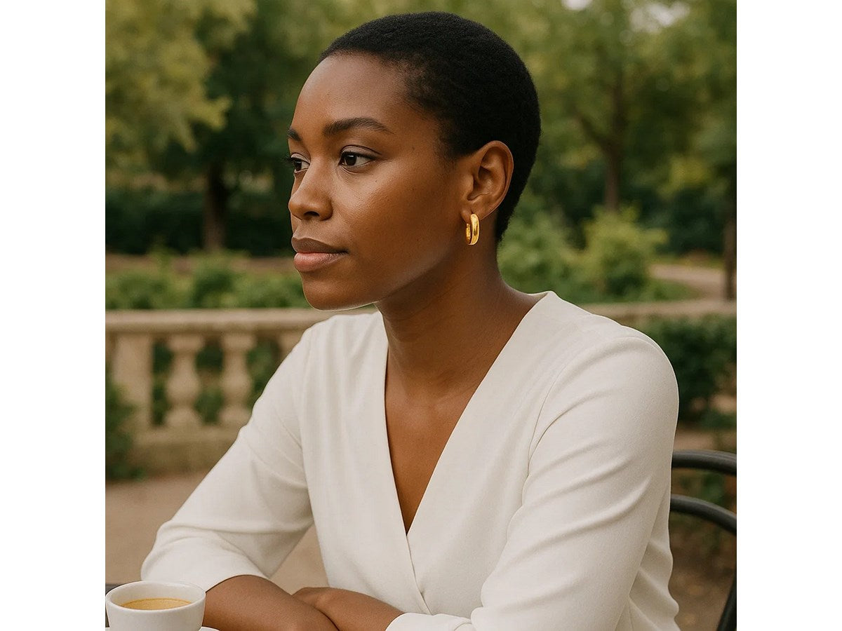 Medium Wide Polished Hoop Earrings with Snap Lock