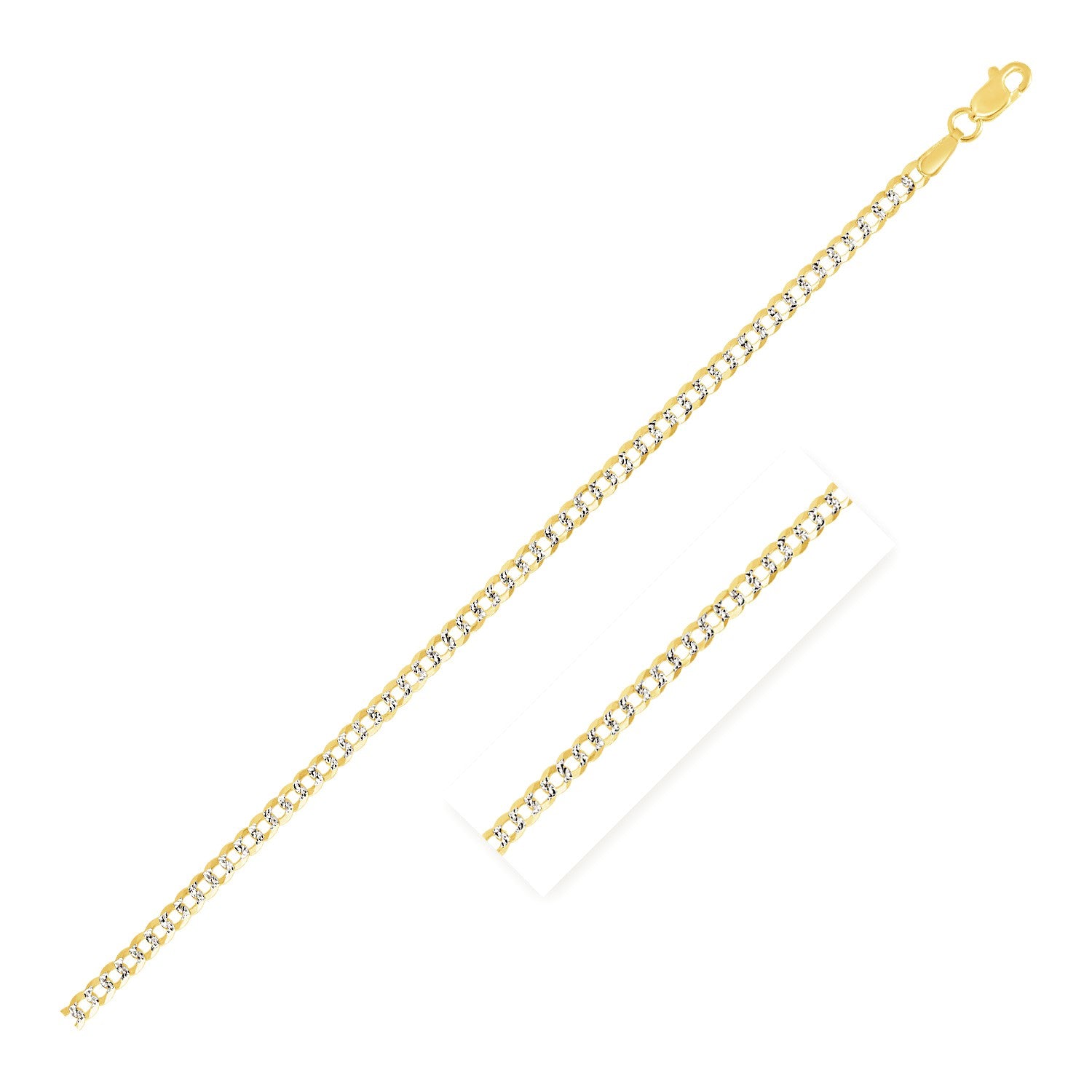 Pave Curb Chain 2.60 mm Two Tone Finish Necklace