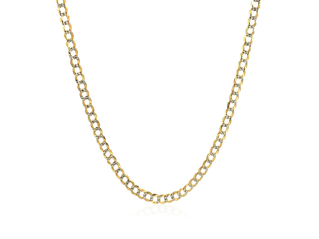 Pave Curb Chain 2.60 mm Two Tone Finish Necklace