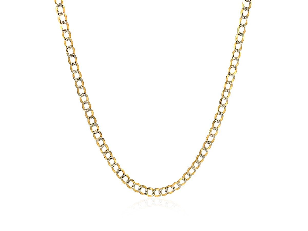Pave Curb Chain 2.60 mm Two Tone Finish Necklace