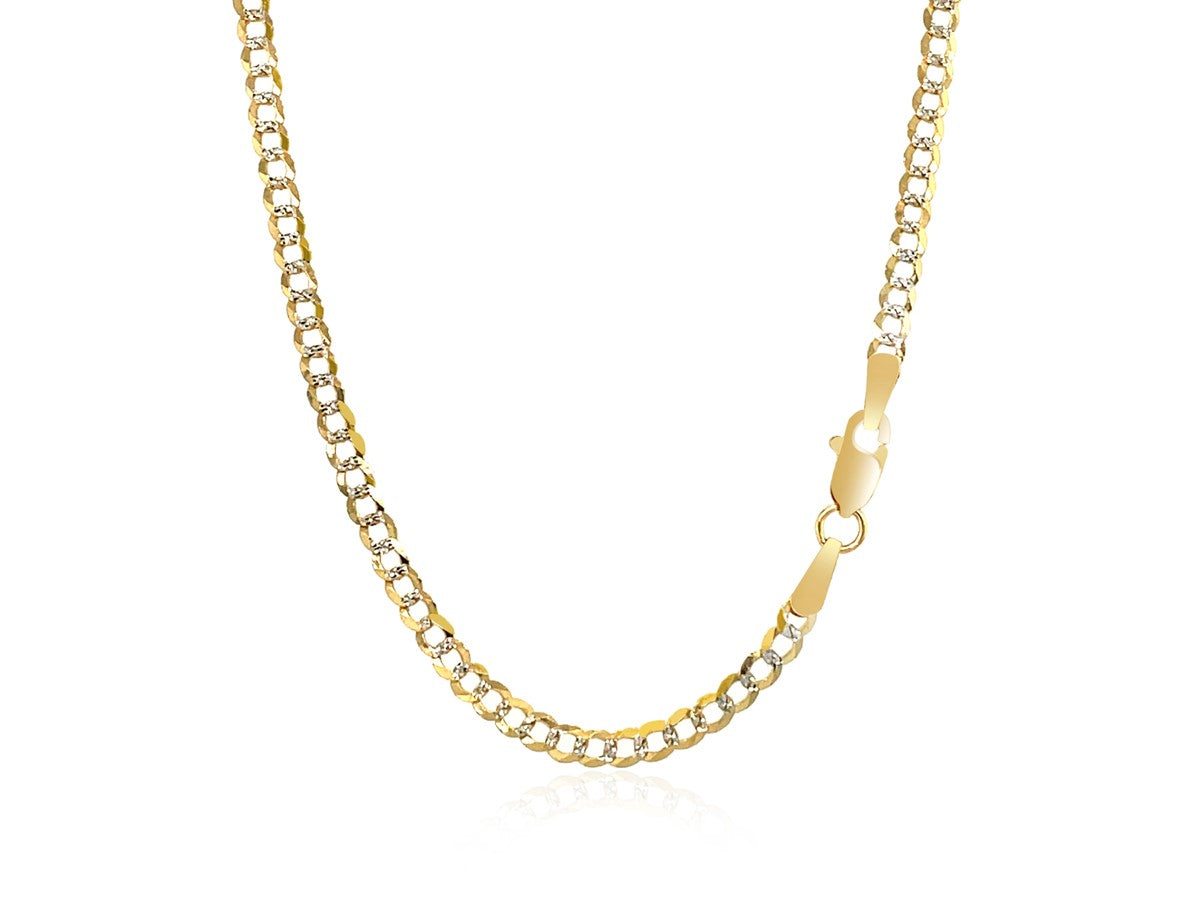 Pave Curb Chain 2.60 mm Two Tone Finish Necklace