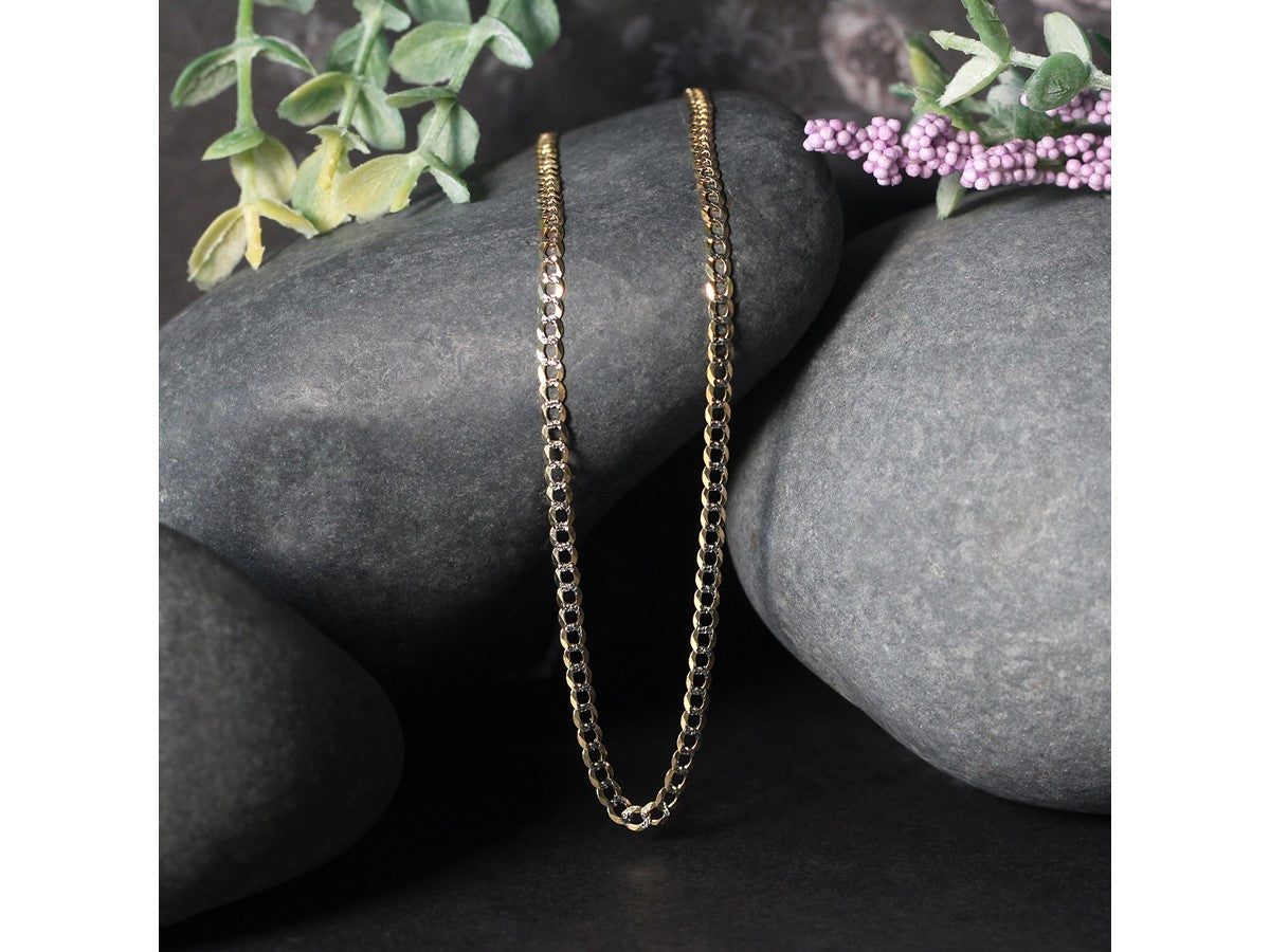 Pave Curb Chain 2.60 mm Two Tone Finish Necklace