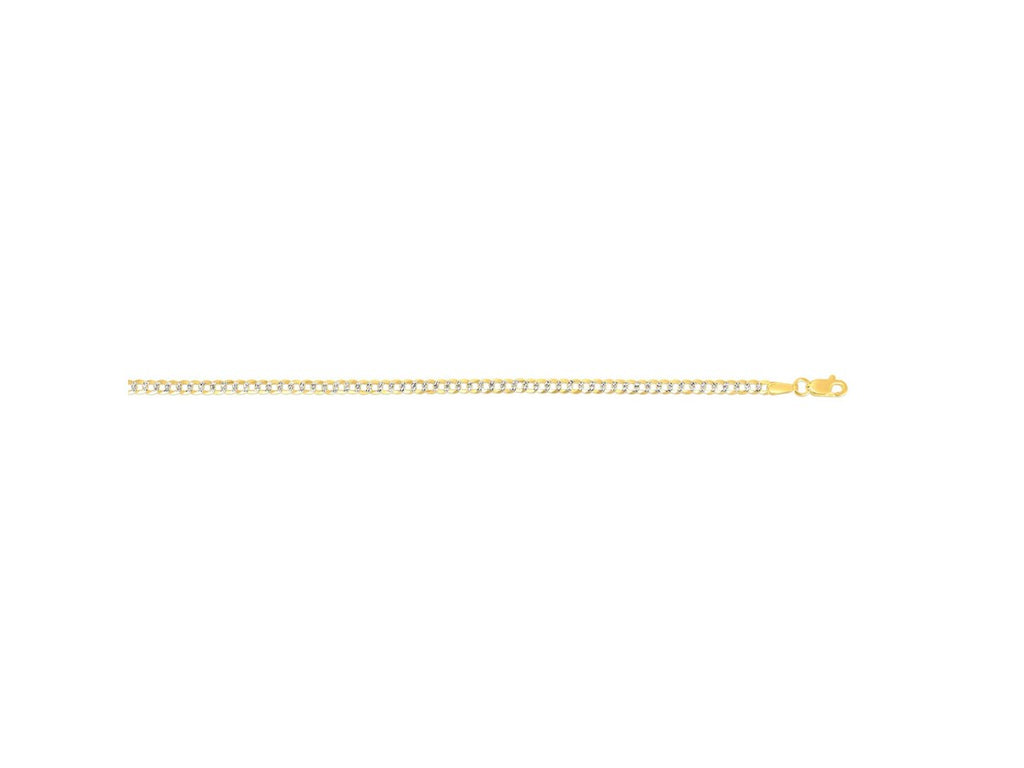 Pave Curb Chain 2.60 mm Two Tone Finish Necklace