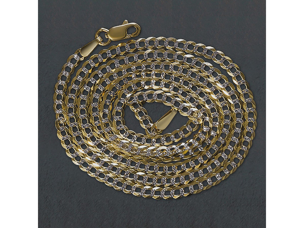 Pave Curb Chain 2.60 mm Two Tone Finish Necklace