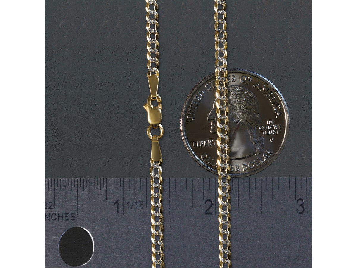 Pave Curb Chain 2.60 mm Two Tone Finish Necklace