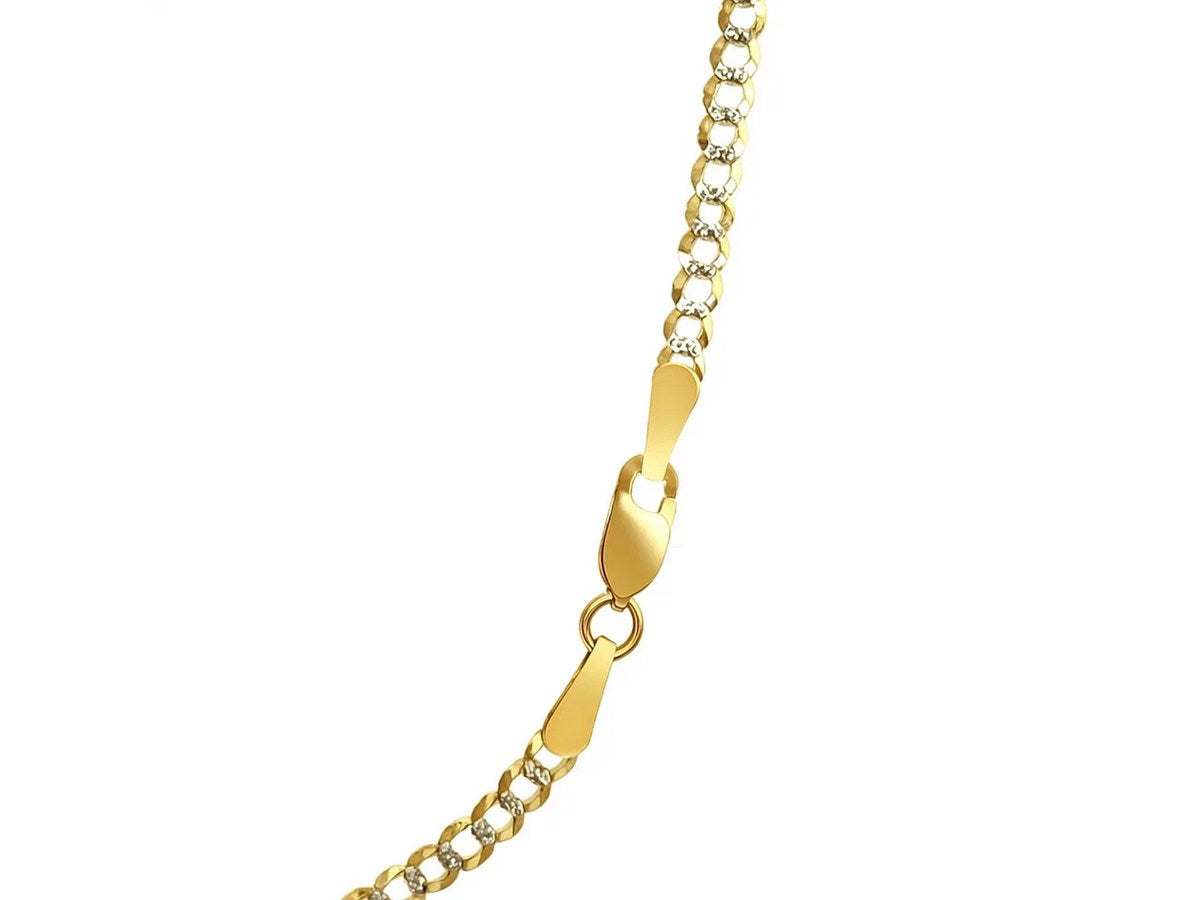 Pave Curb Chain 2.60 mm Two Tone Finish Necklace