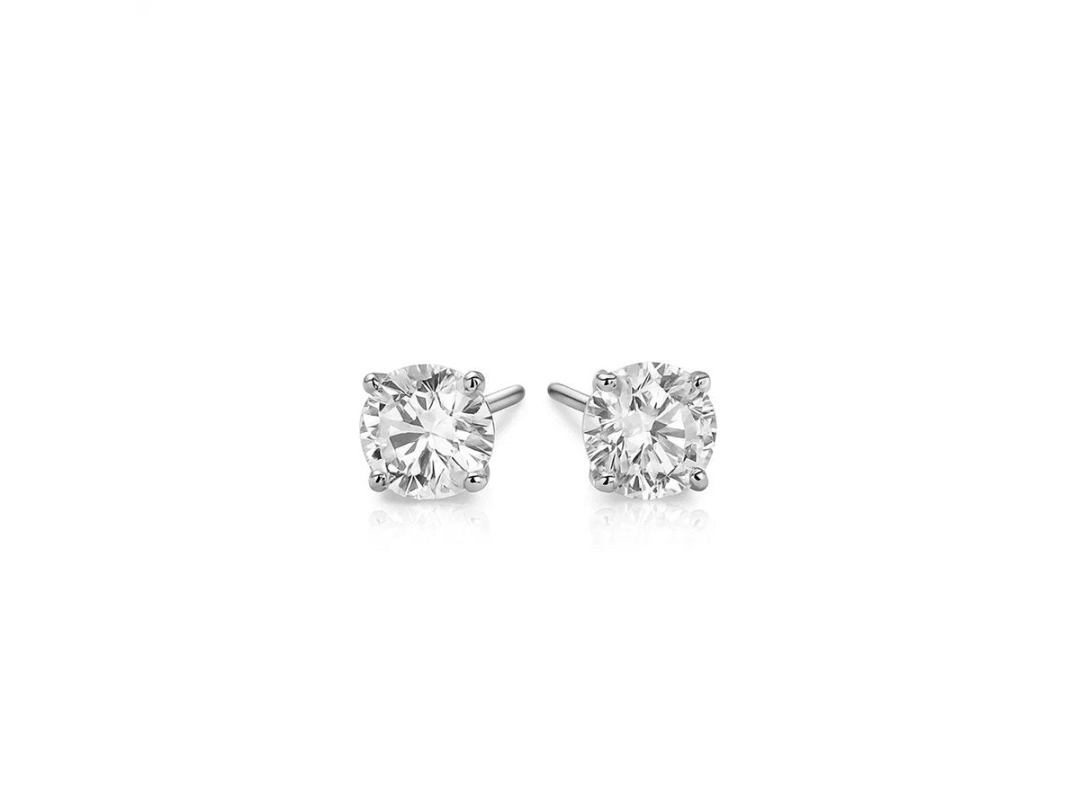 6mm Faceted CZ Stud Earrings with Four-Prong Setting