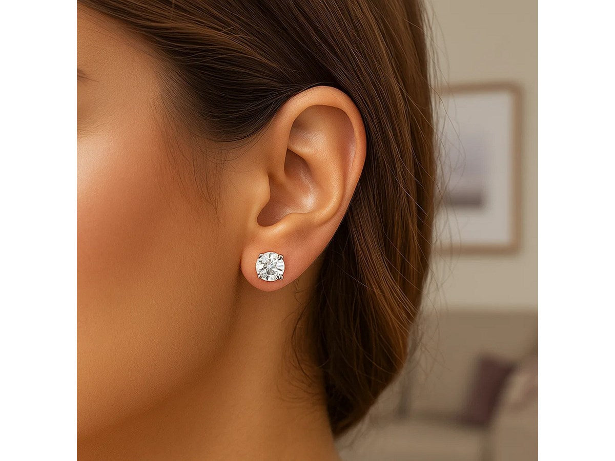 6mm Faceted CZ Stud Earrings with Four-Prong Setting