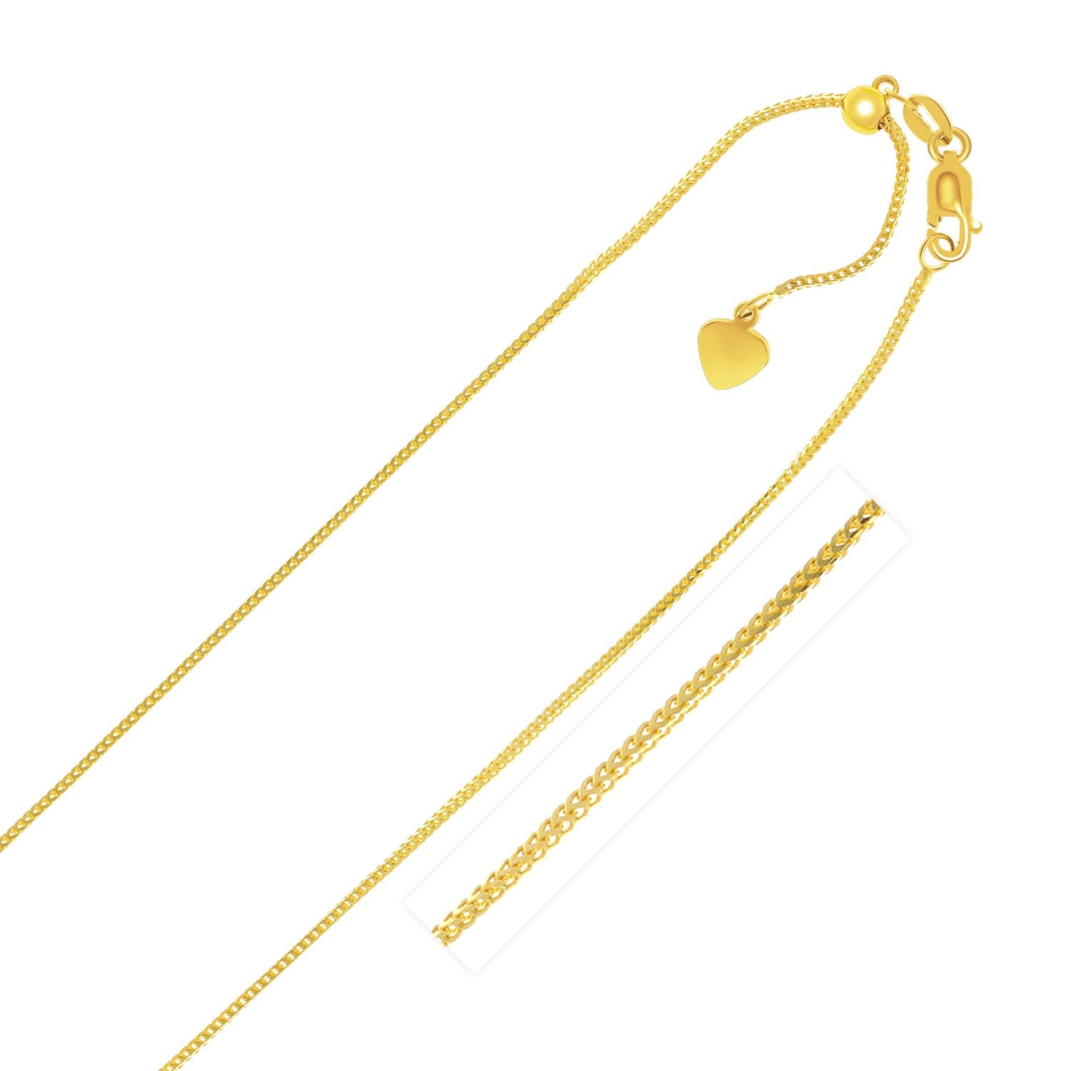 Adjustable Franco Chain 1.00 mm Yellow Finish Necklace