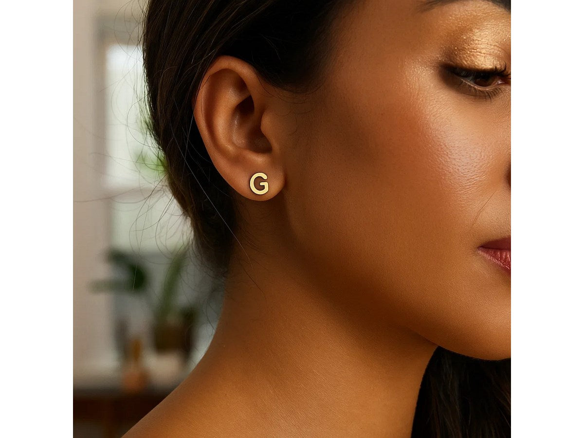 Minimalist Initial G Stud Earrings with Polished Finish