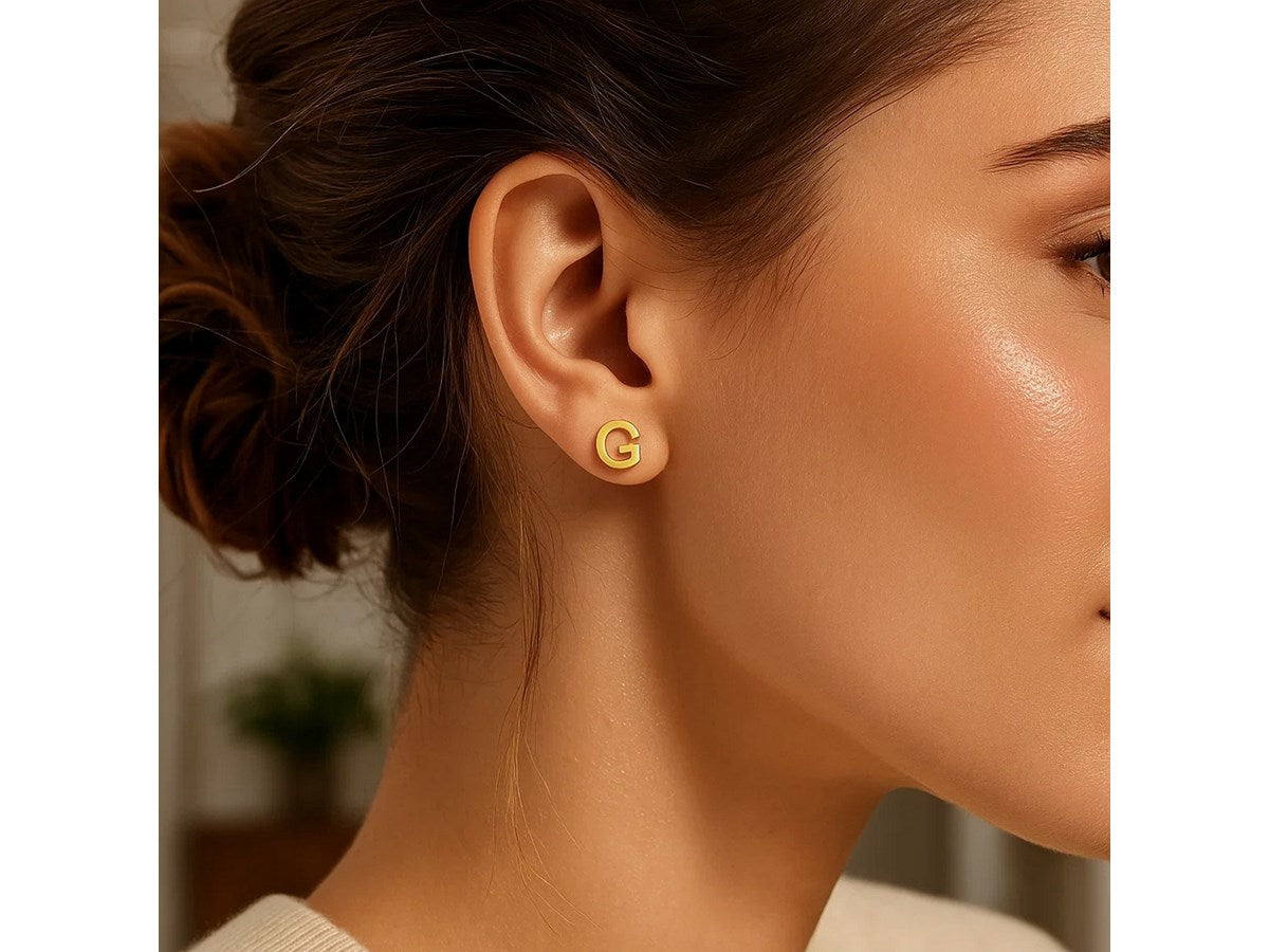 Minimalist Initial G Stud Earrings with Polished Finish