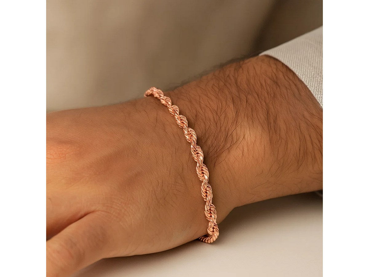 Diamond Cut Rope Bracelet 4mm Twisted Chain