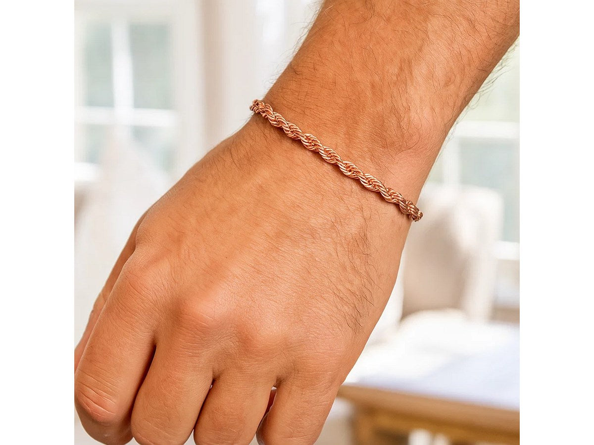 Diamond Cut Rope Bracelet 4mm Twisted Chain