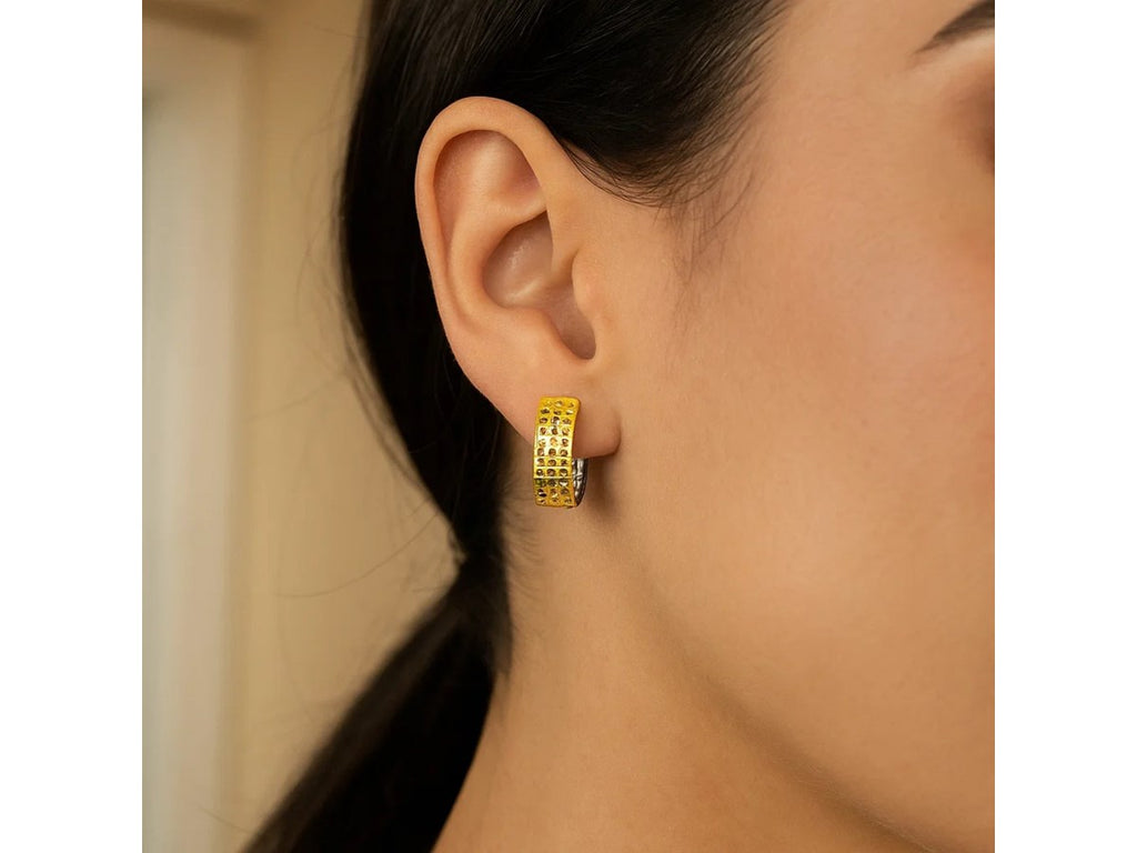 Reversible Mesh Snuggable Earrings with Hinged Closure