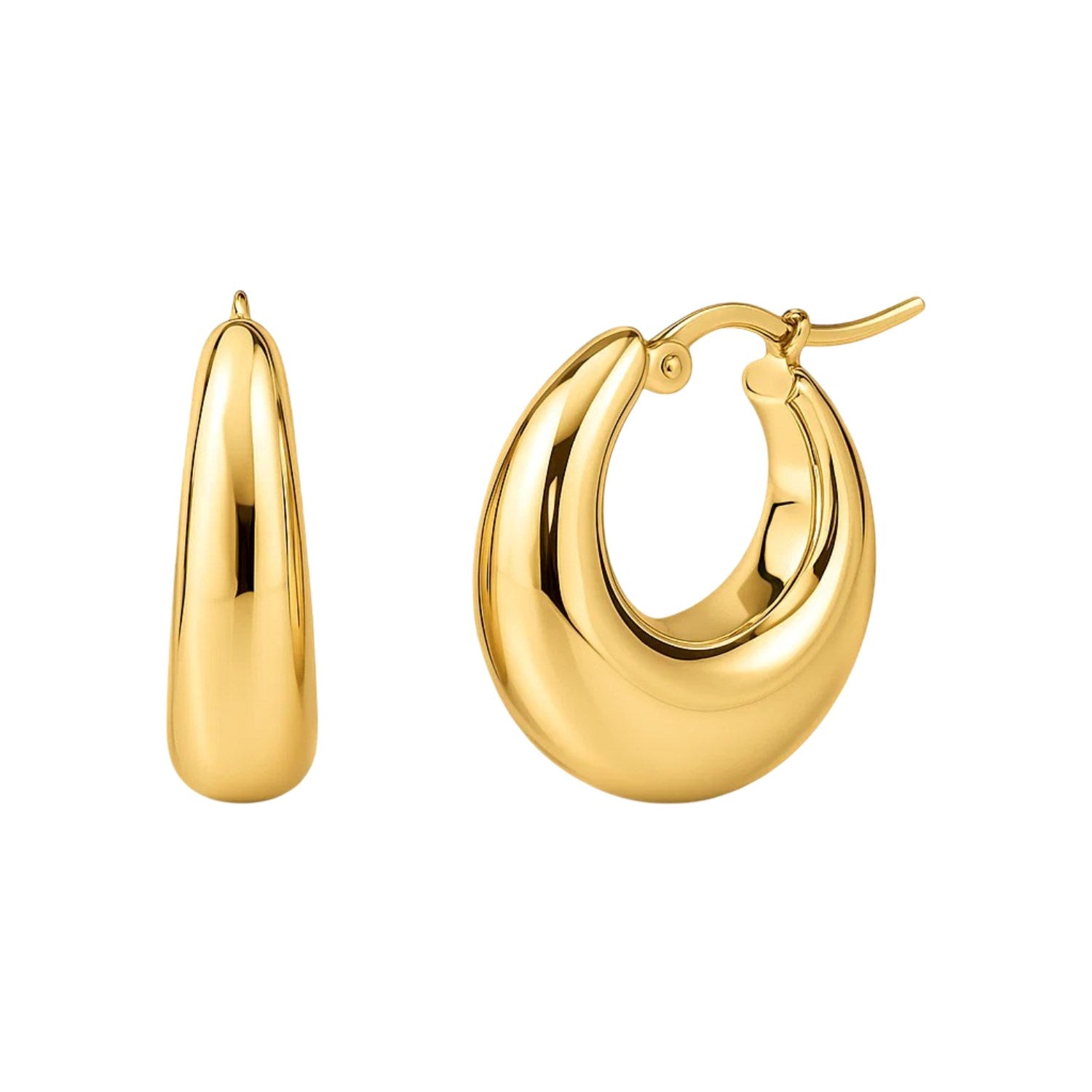 Medium Tapered Crescent Hoop Earrings with Hinged Closure