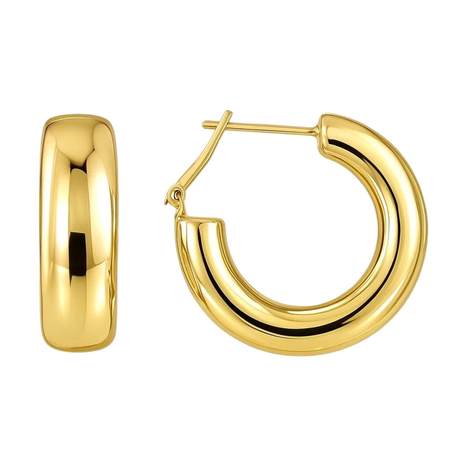 Large Omega C Hoop Earrings with Polished Finish