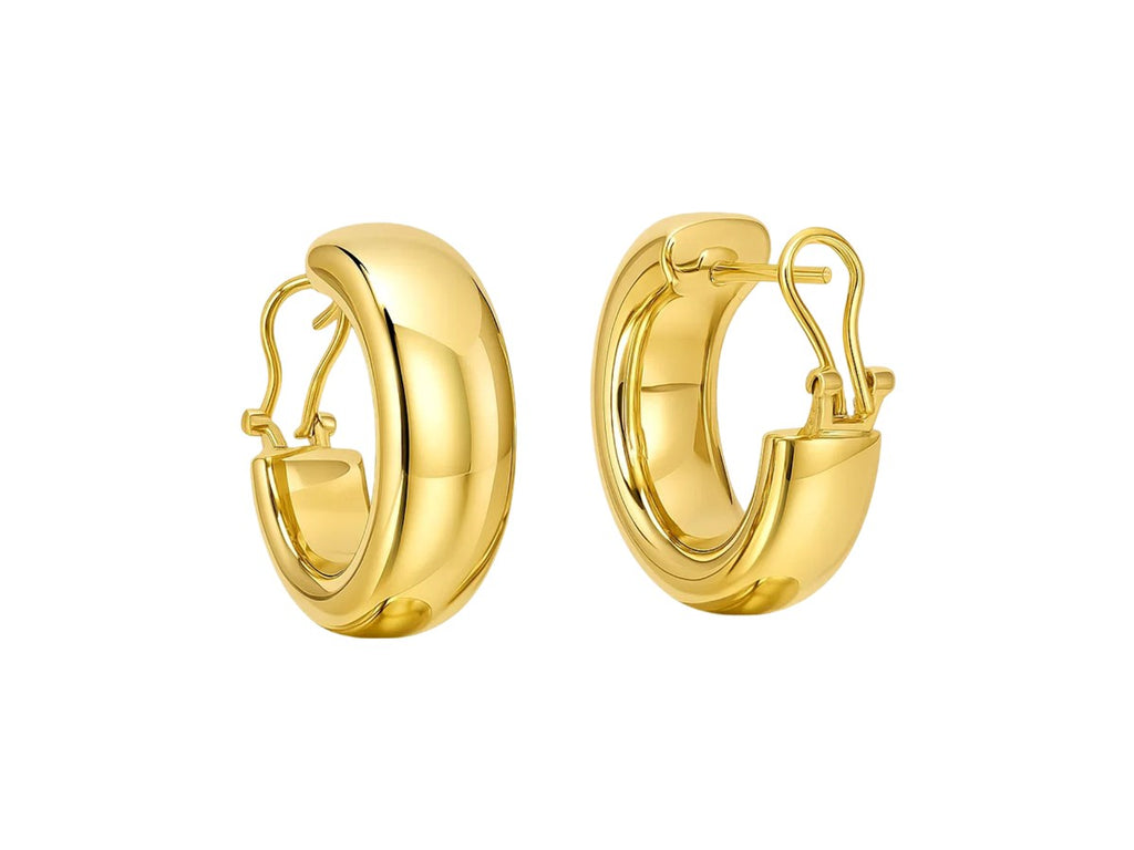 Large Omega C Hoop Earrings with Polished Finish