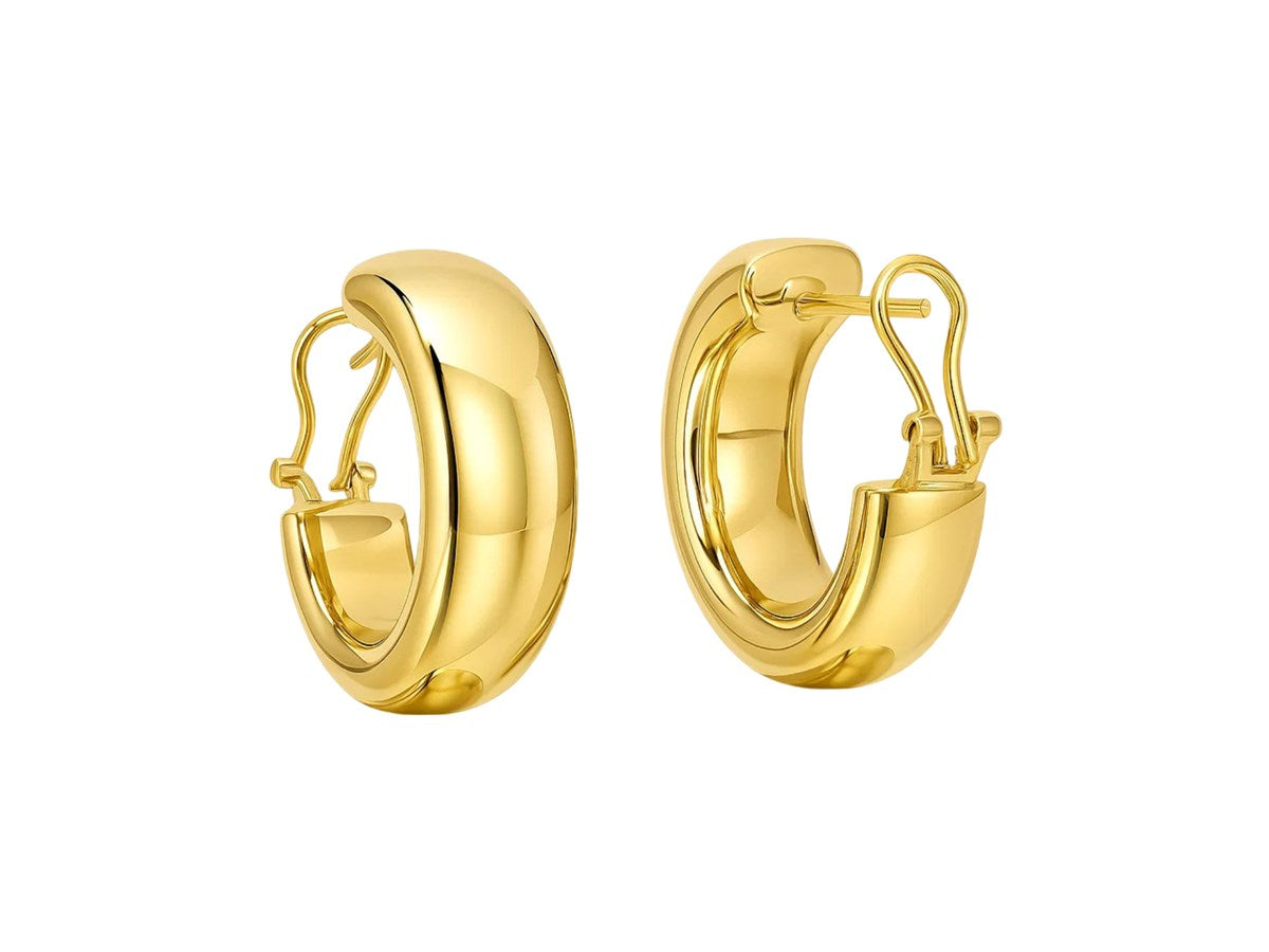 Large Omega C Hoop Earrings with Polished Finish