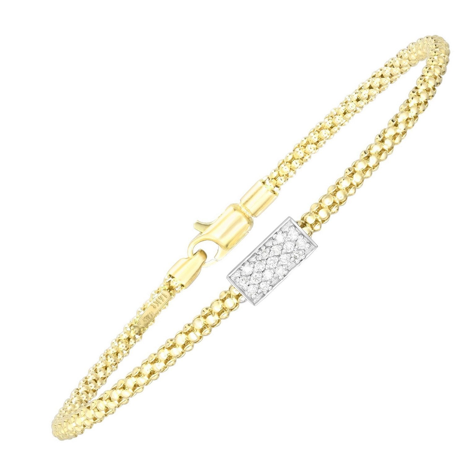 Popcorn Diamond Bar Bracelet 4.8mm Textured Chain