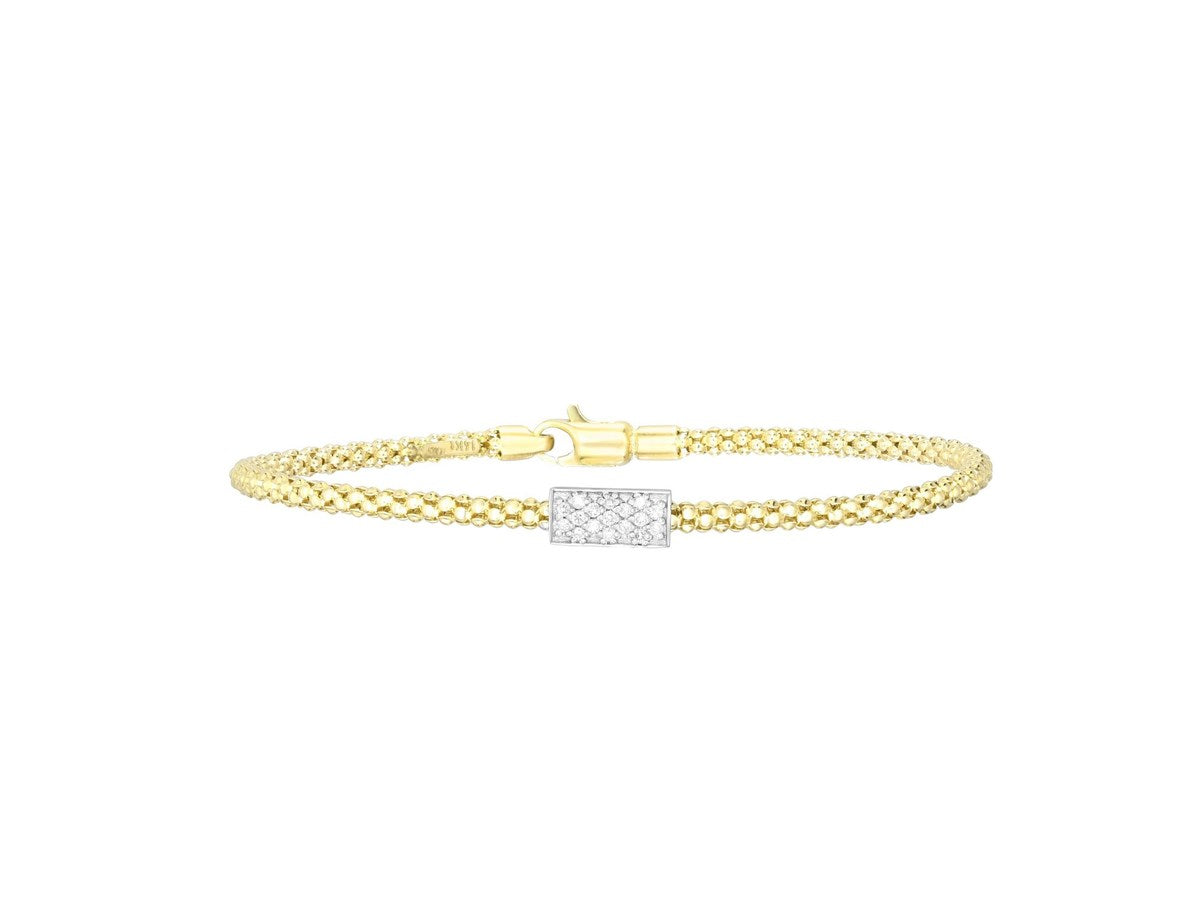 Popcorn Diamond Bar Bracelet 4.8mm Textured Chain