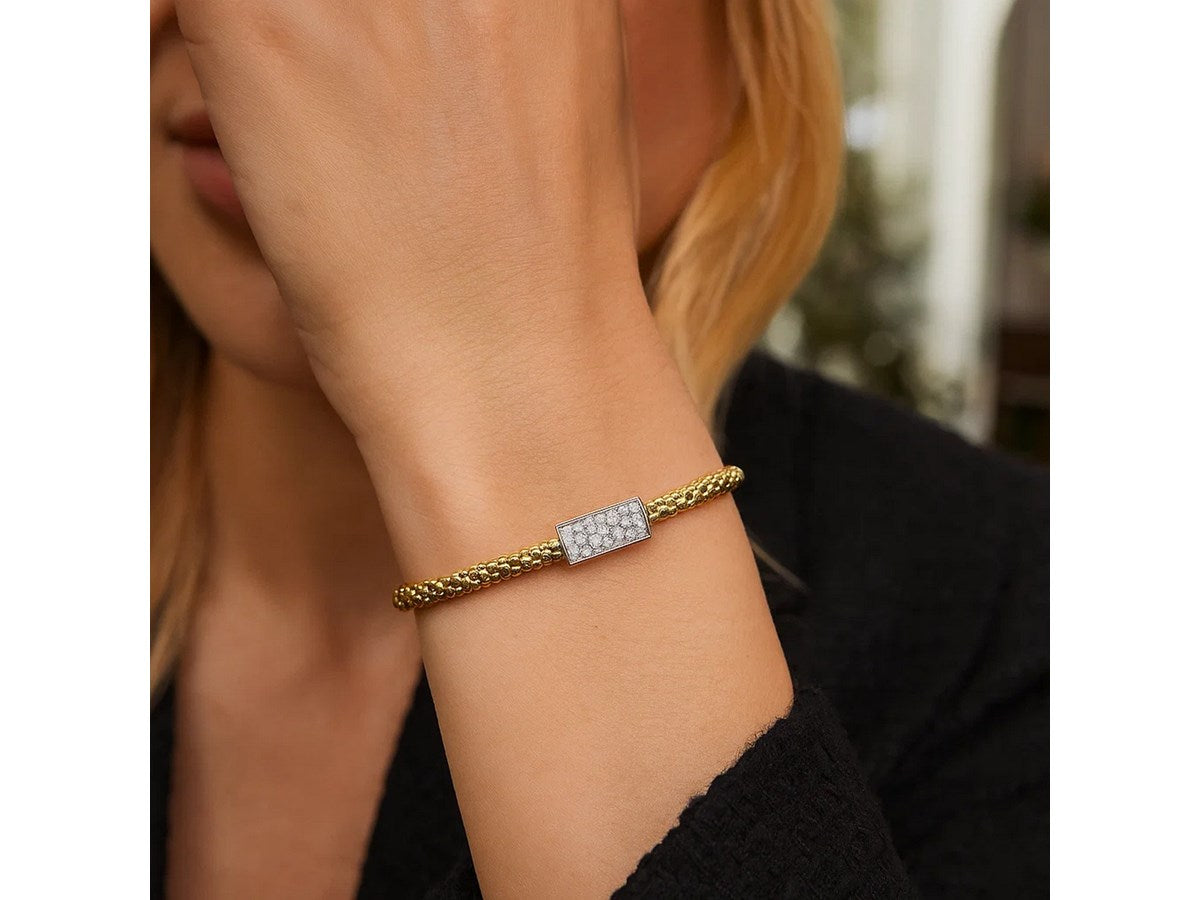 Popcorn Diamond Bar Bracelet 4.8mm Textured Chain