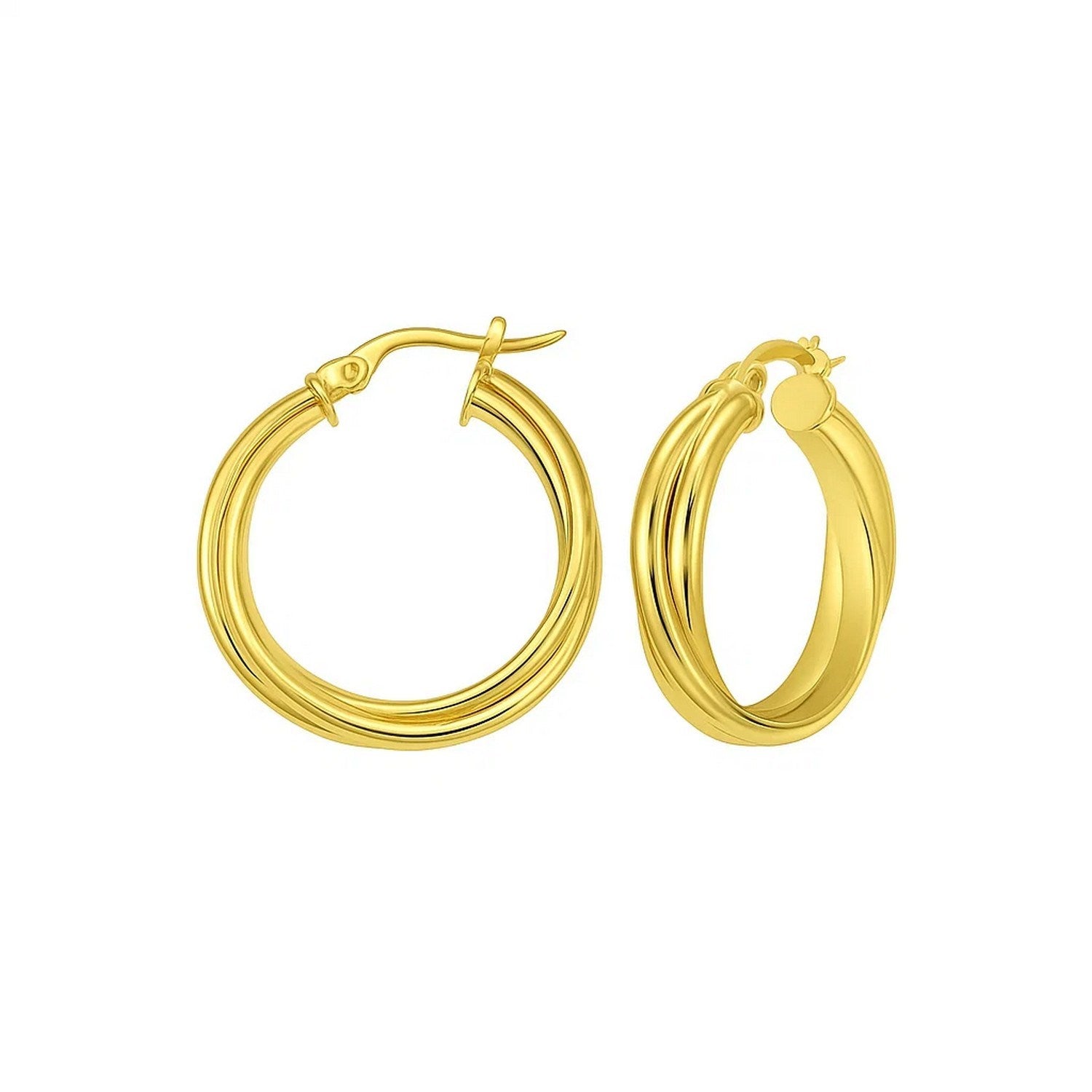 Interlocking Trinity Hoop Earrings with Hinged Closure