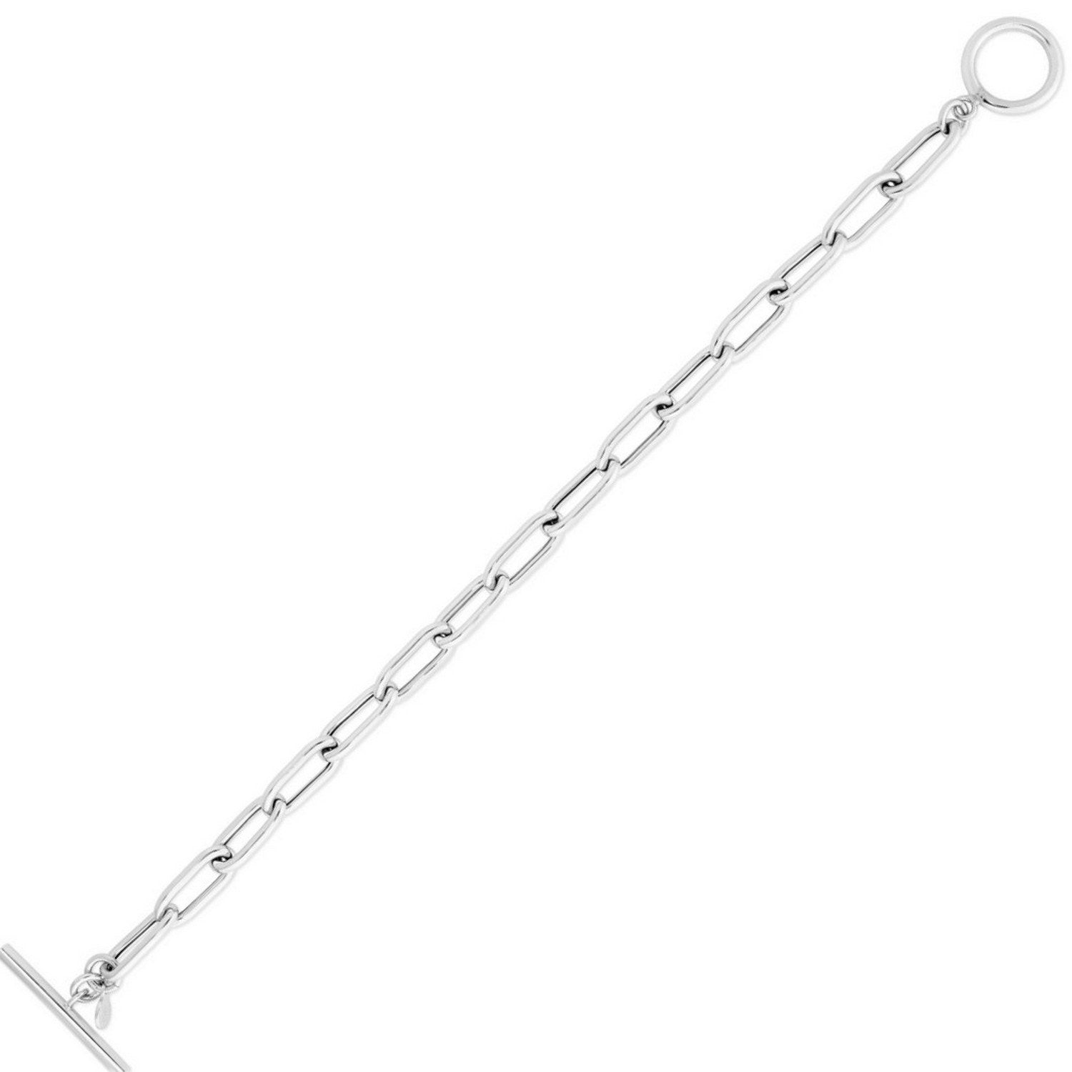 Paperclip Toggle Link Bracelet 10.2mm in Rhodium Sterling Silver