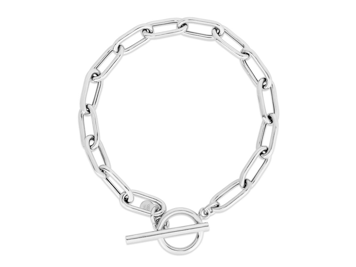 Paperclip Toggle Link Bracelet 10.2mm in Rhodium Sterling Silver