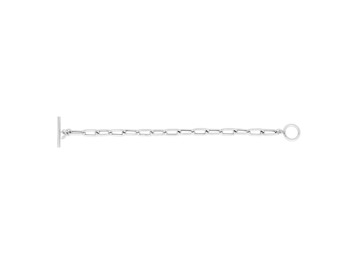Paperclip Toggle Link Bracelet 10.2mm in Rhodium Sterling Silver