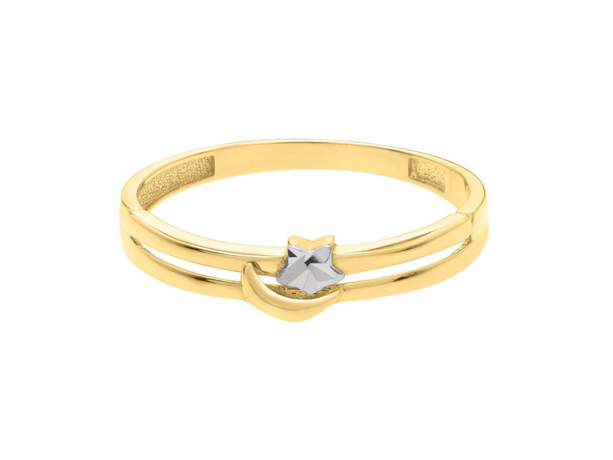 Celestial Star & Moon Diamond Cut Ring