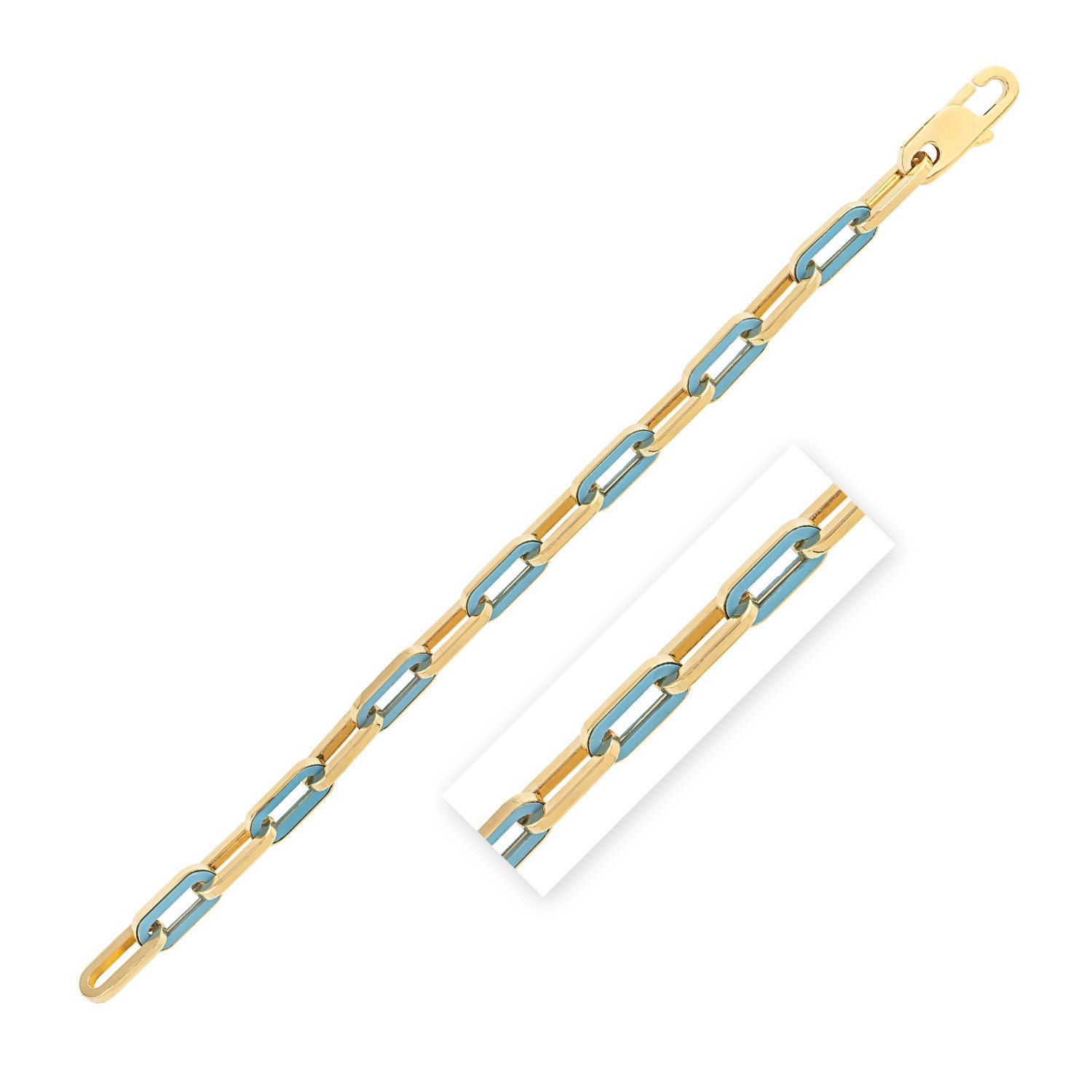 Turquoise Paperclip Link Bracelet 7mm Contemporary Style