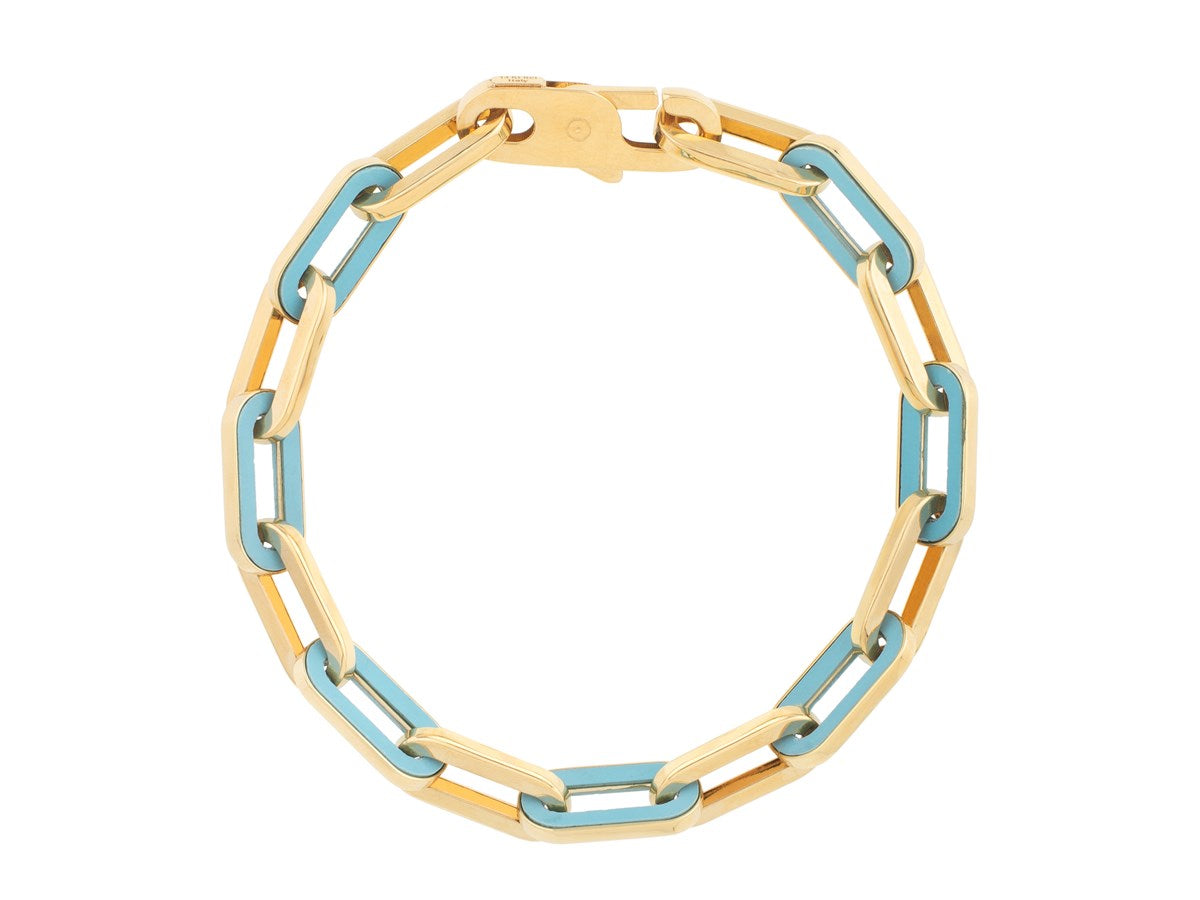 Turquoise Paperclip Link Bracelet 7mm Contemporary Style