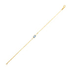 Blue Topaz Paperclip Chain Bracelet 1.5mm Minimalist Style