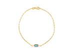 Blue Topaz Paperclip Chain Bracelet 1.5mm Minimalist Style
