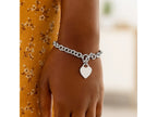 Heart Toggle Charm Rolo Chain Bracelet 7.95mm in Rhodium Sterling Silver