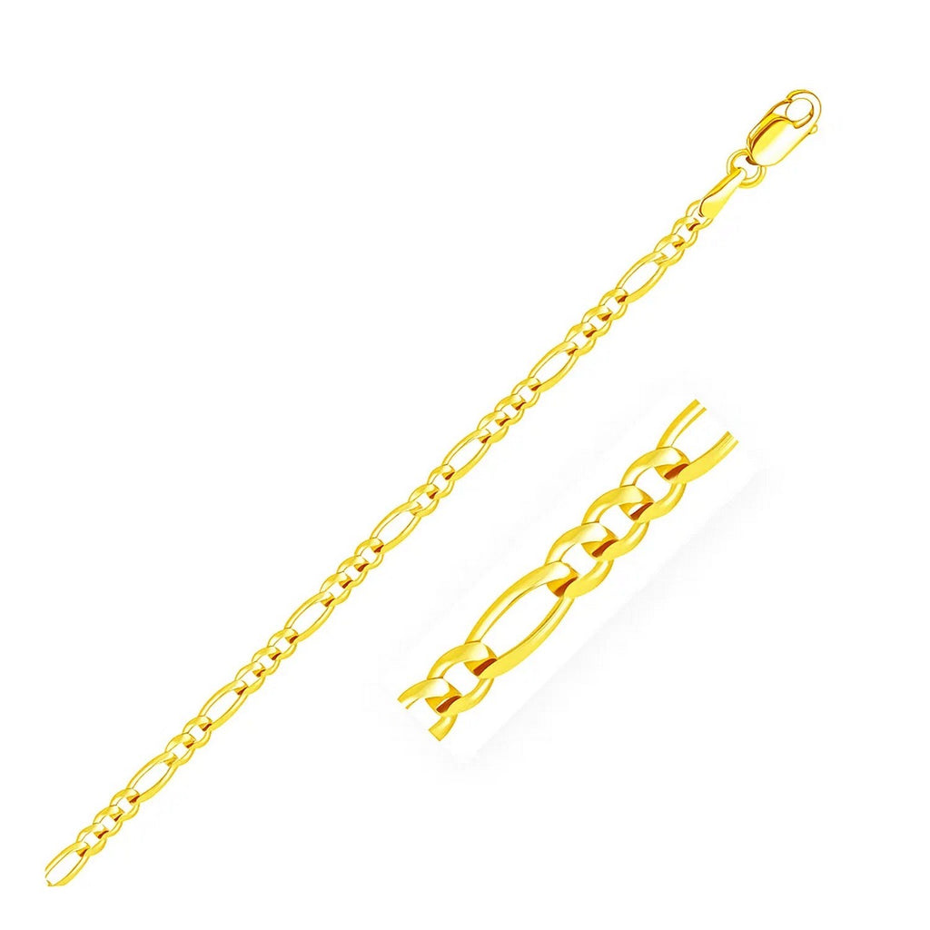 Solid Figaro Link Bracelet 3mm