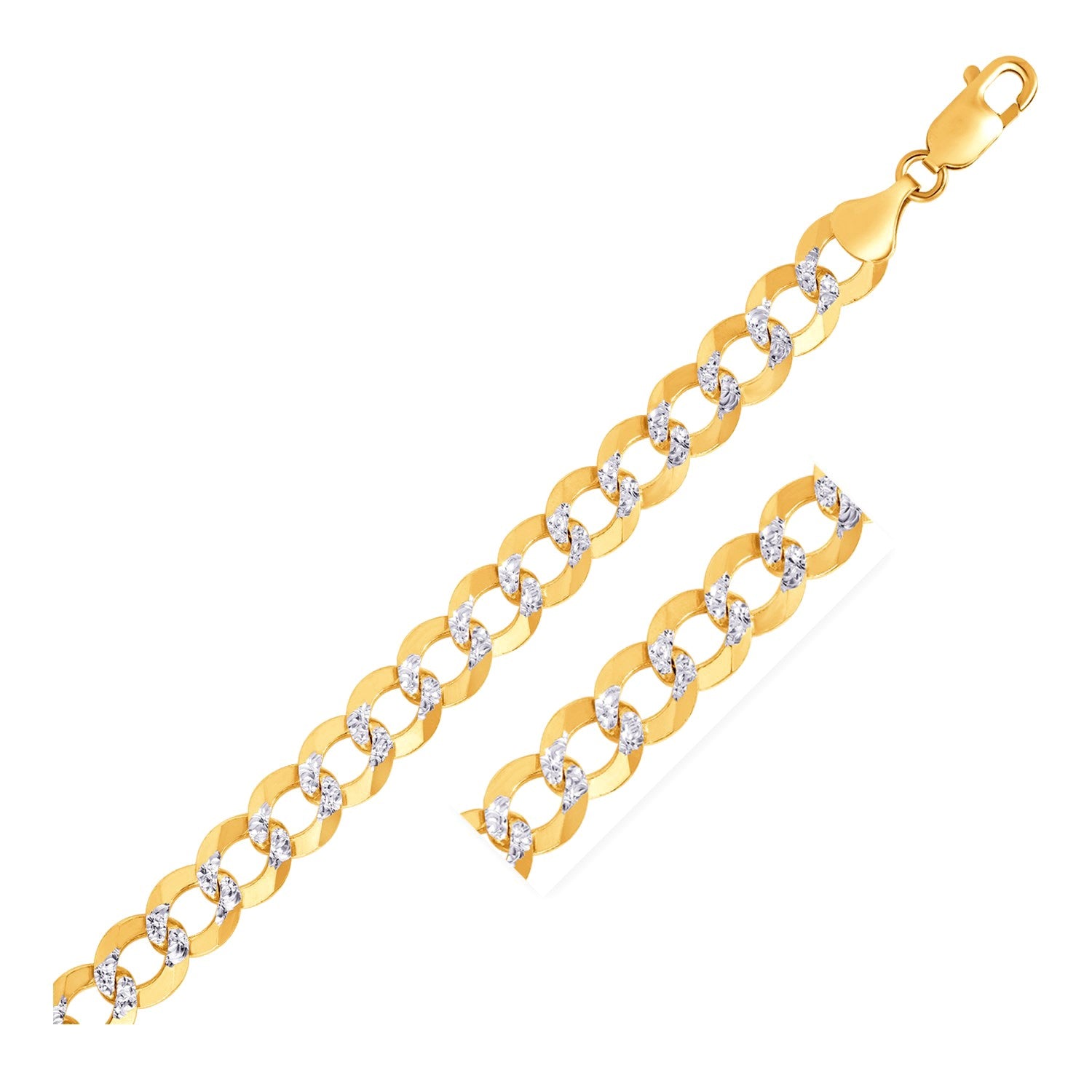 Pavé Curb Link Bracelet 9.7mm Two-Tone